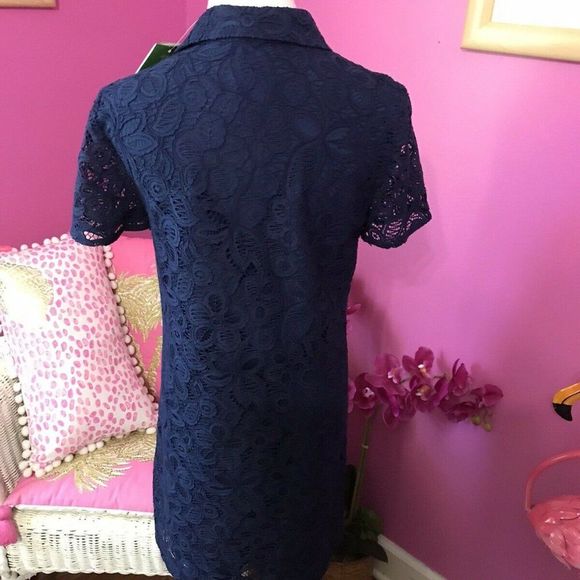 Lilly Pulitzer NWT Nelle Shirtdress Navy Lace - Picture 6 of 8